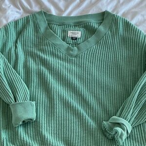 American Eagle Outfitters Teal V-Neck Sweater